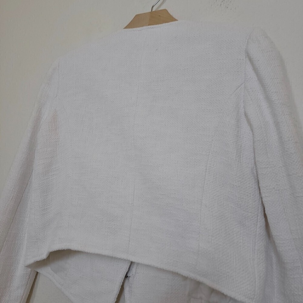 TIBI NY 100% Cotton Cropped Asymmetrical Knit Moto Jacket White 6 Quirt Luxury - Picture 13 of 16
